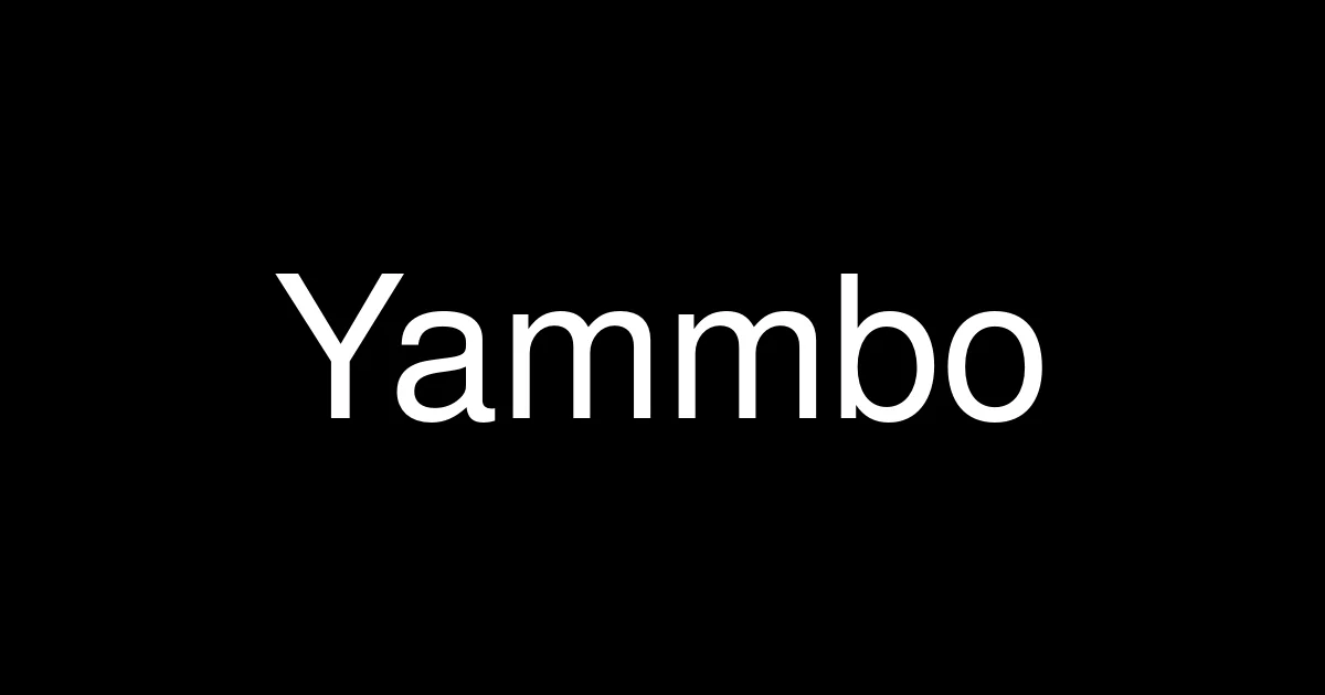 Yammbo logo in black and white on a light background